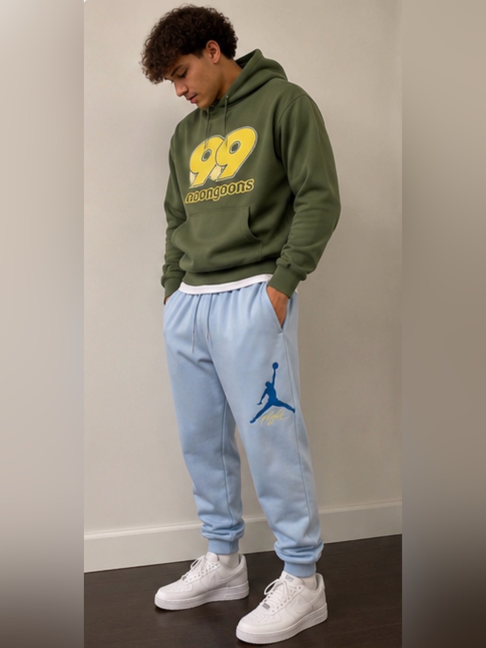 Nike Light Blue Men's Jogger Sweatpants with Blue Jumpman Logo